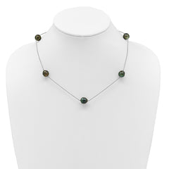 Sterling Silver Rhodium-plated 9-10mm Baroque Black Tahitian Saltwater Cultured Pearl 5-Station 18 inch Necklace