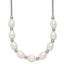 Sterling Silver Rhodium-plated Polished and Beaded 7-8mm Freshwater Cultured Rice Pearl 16 Inch with 2 Inch Extension Necklace