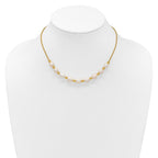 Sterling Silver Gold-tone Polished and Beaded 7-8mm Freshwater Cultured Rice Pearl 16 Inch with 2 Inch Extension Necklace