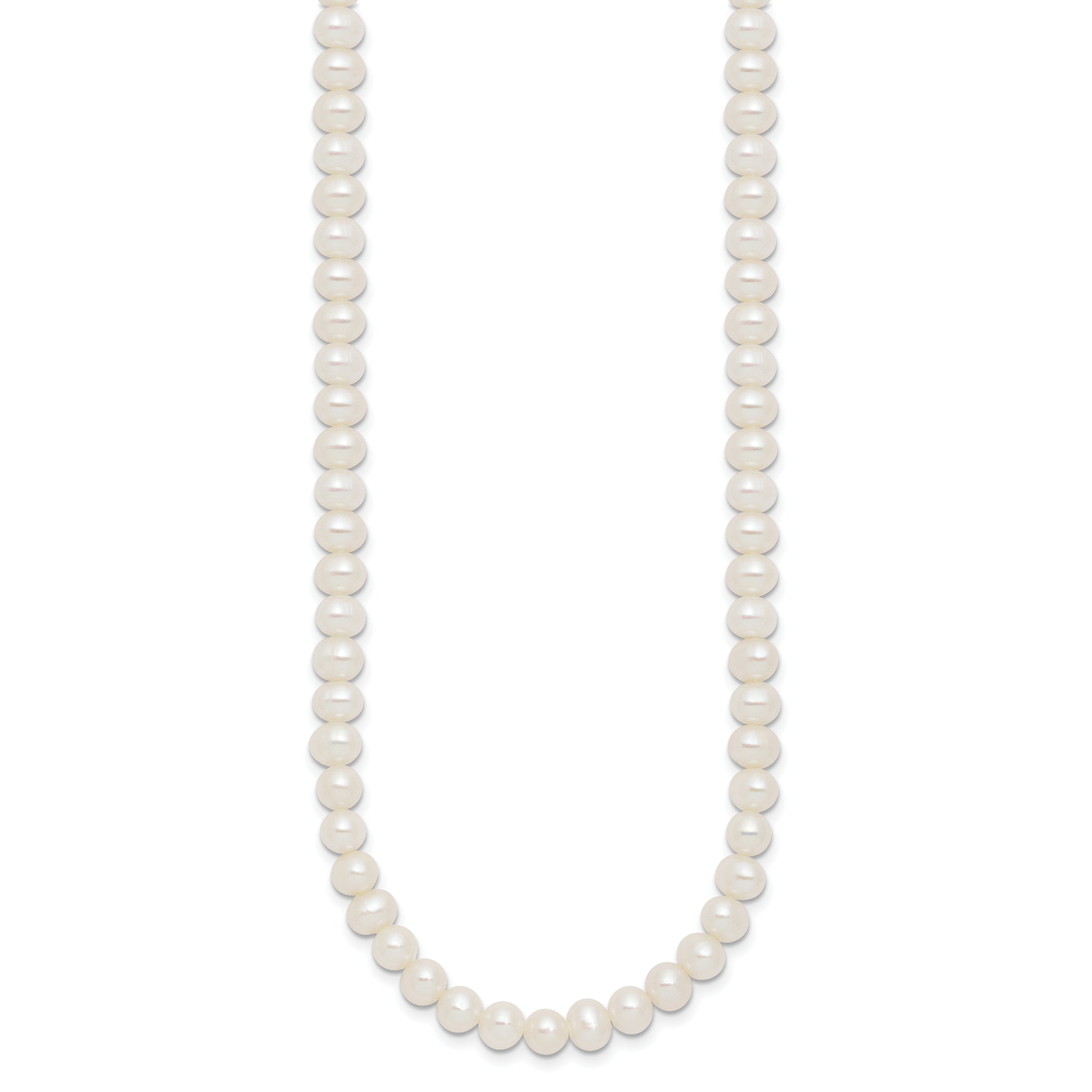 Sterling Silver Rhodium-plated 6-7mm Semi-Round White Freshwater Cultured Pearl 14 inch with 2 inch Extender Choker