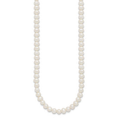 Sterling Silver Rhodium-plated 6-7mm Semi-Round White Freshwater Cultured Pearl 14 inch with 2 inch Extender Choker