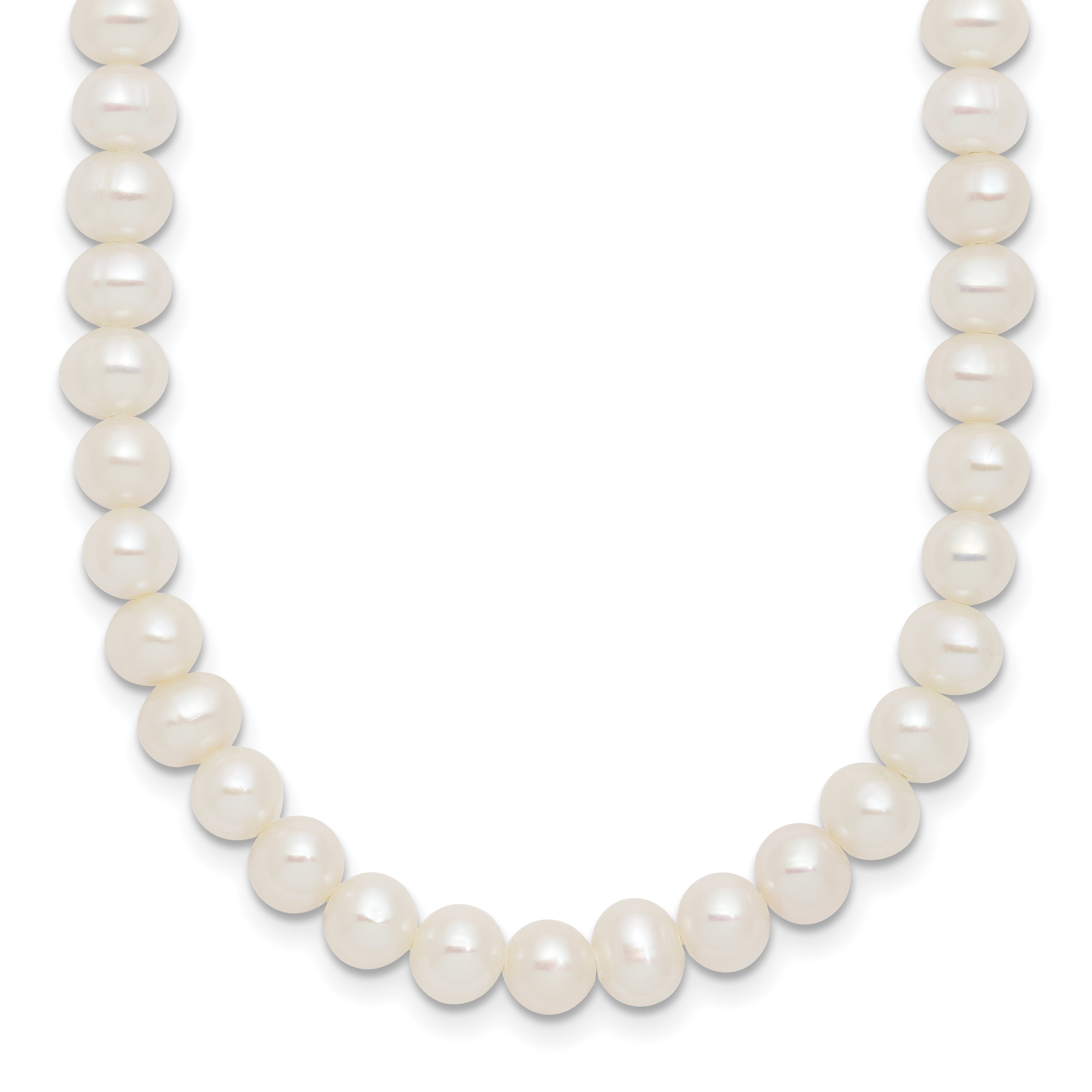 Sterling Silver Rhodium-plated 6-7mm Semi-Round White Freshwater Cultured Pearl 14 inch with 2 inch Extender Choker