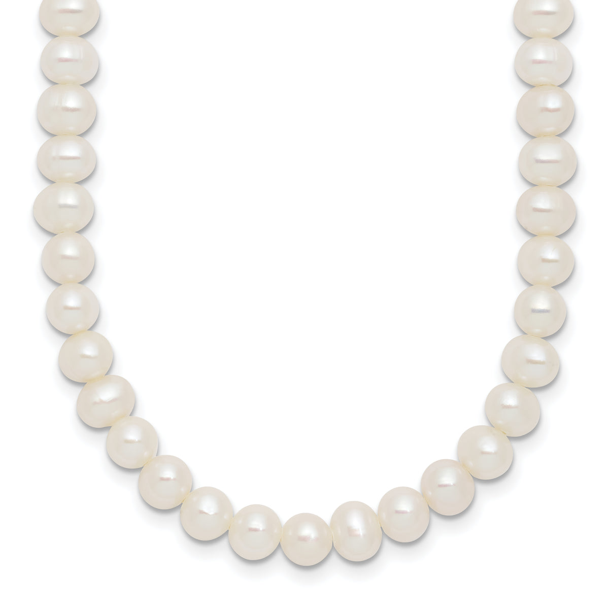 Sterling Silver Rhodium-plated 6-7mm Semi-Round White Freshwater Cultured Pearl 14 inch with 2 inch Extender Choker