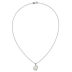 Sterling Silver Rhodium-plated 7-8mm Button White Freshwater Cultured Pearl and CZ Heart 17 inch Necklace
