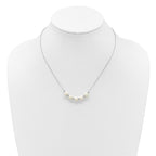 Sterling Silver Rhodium-plated 7-8mm Semi-Round White Freshwater Cultured Pearl and Beads 16 inch with 2 inch Extender Necklace
