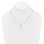 Sterling Silver Rhodium-plated 7-9mm Teardrop White Freshwater Cultured Pearl and CZ 17 inch Necklace and Dangle Post Earring Set