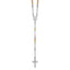 Sterling Silver Rhodium-plated Diamond-cut Tri-color Gold-plated 18.5 inch with 1 inch extender Rosary Necklace