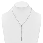 Sterling Silver Rhodium-plated Polished 17.5 inch with 1.25 inch extender Rosary Necklace