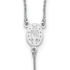 Sterling Silver Rhodium-plated Polished 17.5 inch with 1.25 inch extender Rosary Necklace