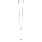 Sterling Silver Polished and Beaded Rosary 24 inch Necklace
