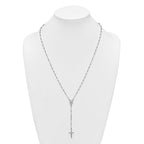 Sterling Silver Polished and Beaded Rosary 24 inch Necklace