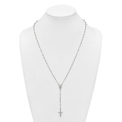 Sterling Silver Polished and Beaded Rosary 24 inch Necklace