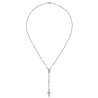 Sterling Silver Polished and Beaded Rosary 24 inch Necklace