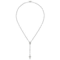 Sterling Silver Polished and Beaded Rosary 24 inch Necklace