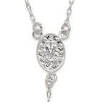 Sterling Silver Polished and Beaded Rosary 24 inch Necklace