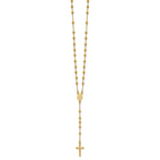 Sterling Silver Gold-tone Polished and Beaded Rosary 24 inch Necklace