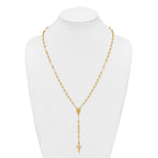 Sterling Silver Gold-tone Polished and Beaded Rosary 24 inch Necklace