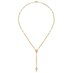 Sterling Silver Gold-tone Polished and Beaded Rosary 24 inch Necklace