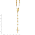 Sterling Silver Gold-tone Polished and Beaded Rosary 24 inch Necklace