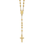 Sterling Silver Gold-tone Polished and Beaded Rosary 24 inch Necklace