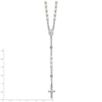 Sterling Silver Rhodium-plated Plastic Imitation Pearl 19.75 inch with 1 inch extender Rosary Necklace