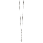 Sterling Silver Polished and Beaded Rosary 24 inch Necklace
