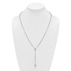 Sterling Silver Polished and Beaded Rosary 24 inch Necklace
