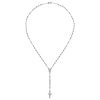 Sterling Silver Polished and Beaded Rosary 24 inch Necklace