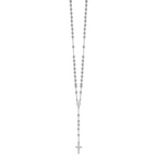 Sterling Silver Polished and Beaded Rosary 24 inch Necklace
