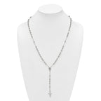 Sterling Silver Polished and Beaded Rosary 24 inch Necklace