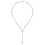 Sterling Silver Polished and Beaded Rosary 24 inch Necklace