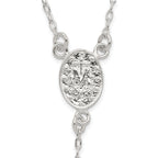 Sterling Silver Polished and Beaded Rosary 24 inch Necklace