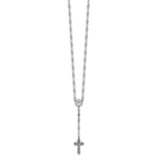 Sterling Silver Rhodium-plated Polished Round CZ 25.25 inch Rosary Necklace