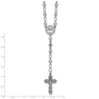 Sterling Silver Rhodium-plated Polished Round CZ 25.25 inch Rosary Necklace