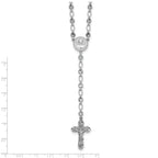 Sterling Silver Rhodium-plated Polished CZ and Diamond-cut Circles 25.5 inch Rosary Necklace