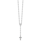 Sterling Silver Rhodium-plated Polished CZ and Diamond-cut Crosses 30.5 inch Rosary Necklace