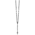 Sterling Silver Black Rhodium-plated Crystal 18.5 inch with 0.5 inch extender Rosary Necklace