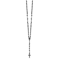 Sterling Silver Black Rhodium-plated Crystal 18.5 inch with 0.5 inch extender Rosary Necklace