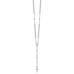 Sterling Silver Rhodium-plated Beaded 17 inch with 1.5 inch extender Rosary Necklace