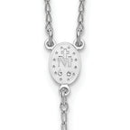 Sterling Silver Rhodium-plated Beaded 17 inch with 1.5 inch extender Rosary Necklace