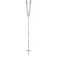Sterling Silver Rhodium-plated Beaded 17 inch with 1.5 inch extender Rosary Necklace