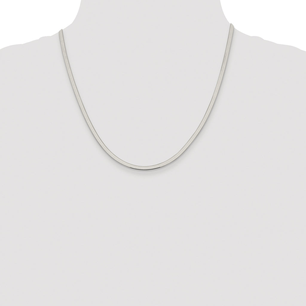 Sterling Silver Rhodium-plated 3mm Magic Herringbone Chain