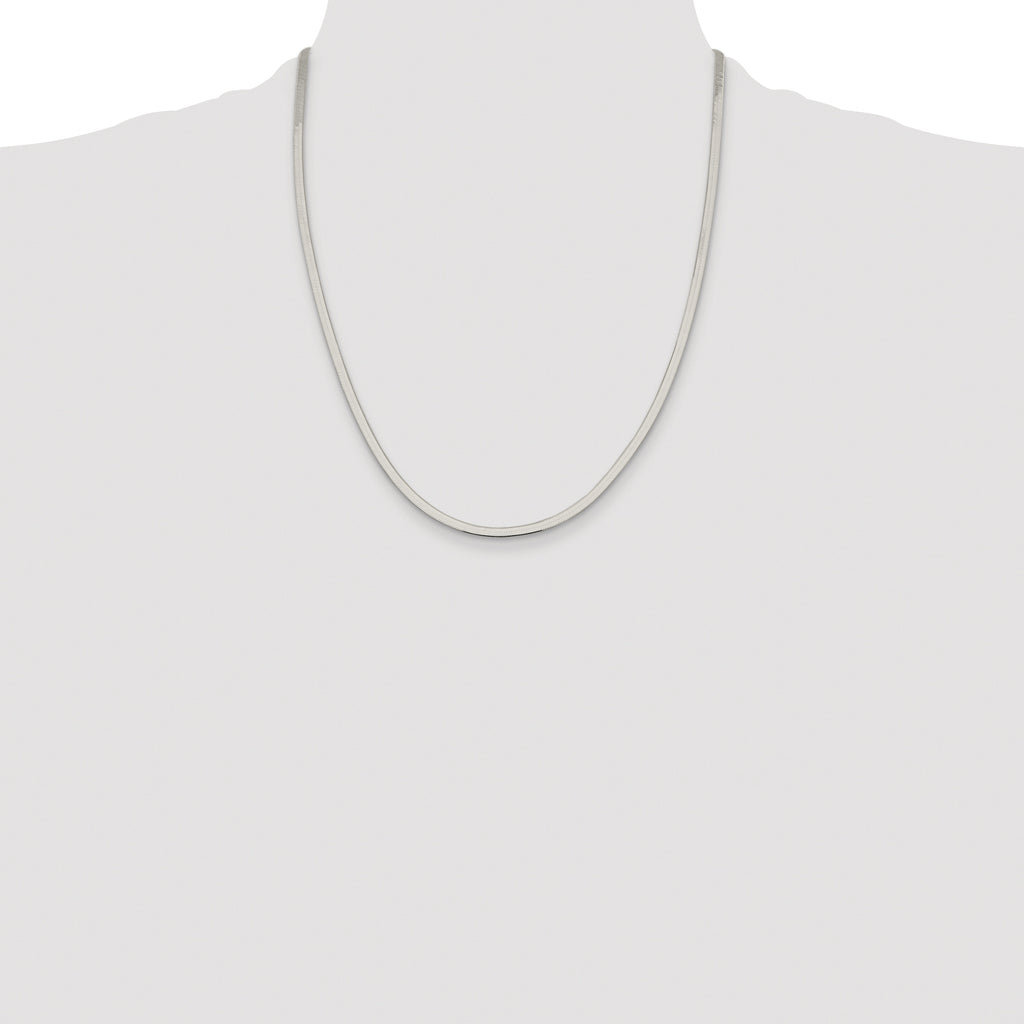 Sterling Silver Rhodium-plated 3mm Magic Herringbone Chain