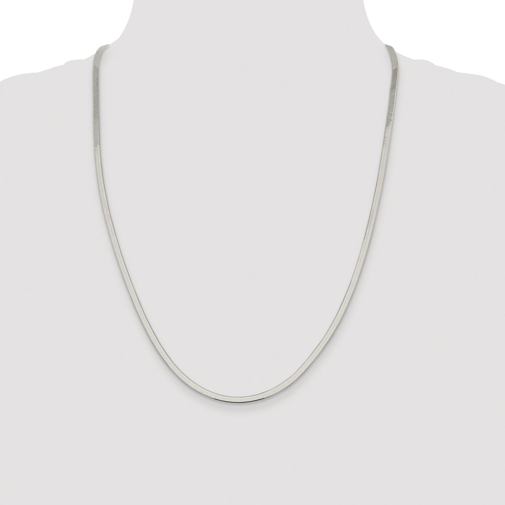 Sterling Silver Rhodium-plated 3mm Magic Herringbone Chain