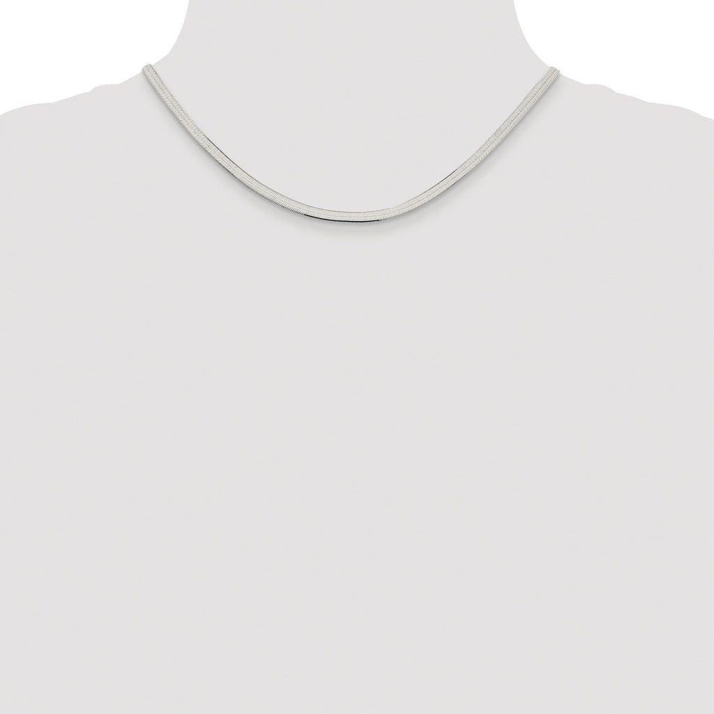 Sterling Silver Rhodium-plated 3.5mm Magic Herringbone Chain