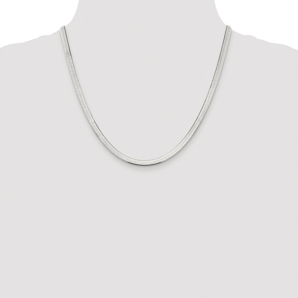 Sterling Silver Rhodium-plated 4.5mm Magic Herringbone Chain