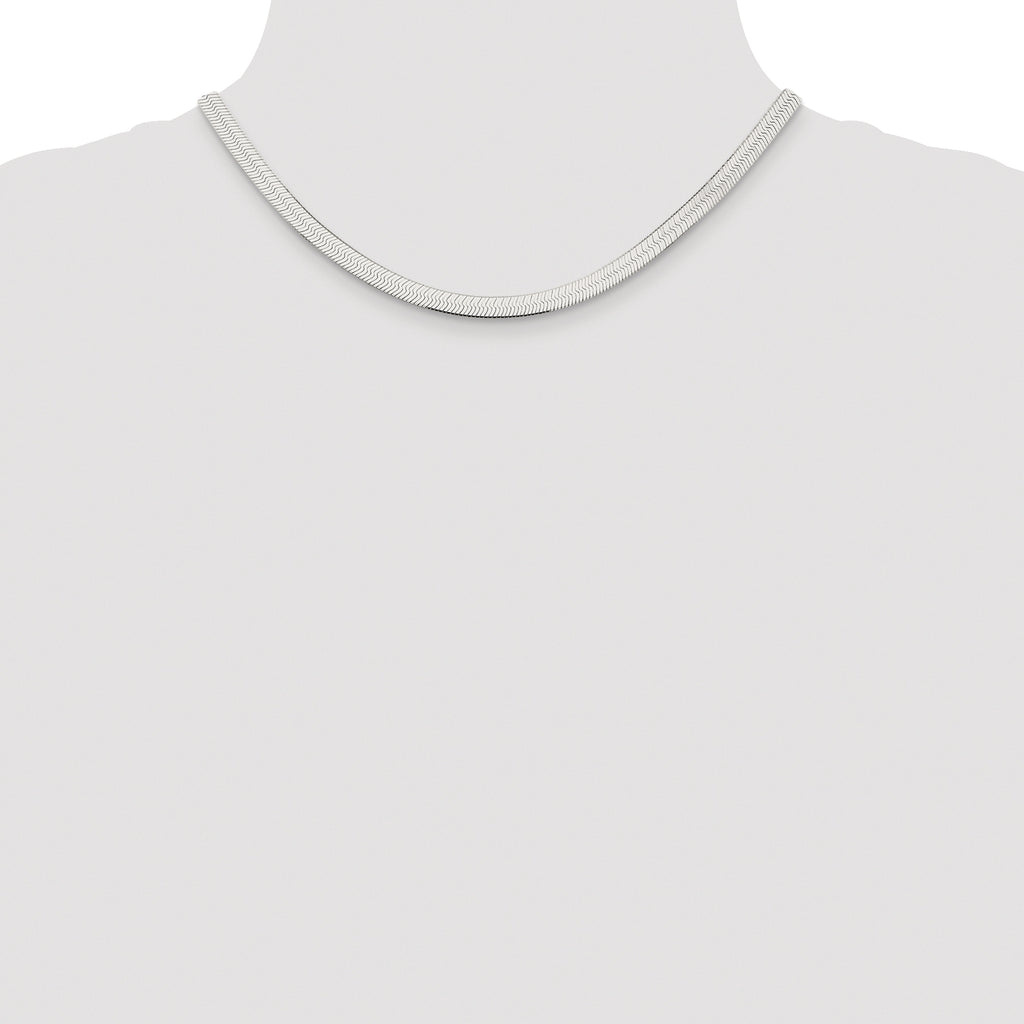 Sterling Silver Rhodium-plated 5.25mm Magic Herringbone Chain