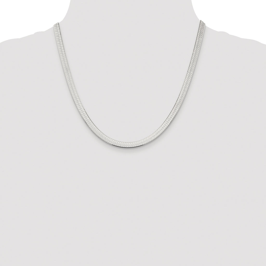 Sterling Silver Rhodium-plated 5.25mm Magic Herringbone Chain