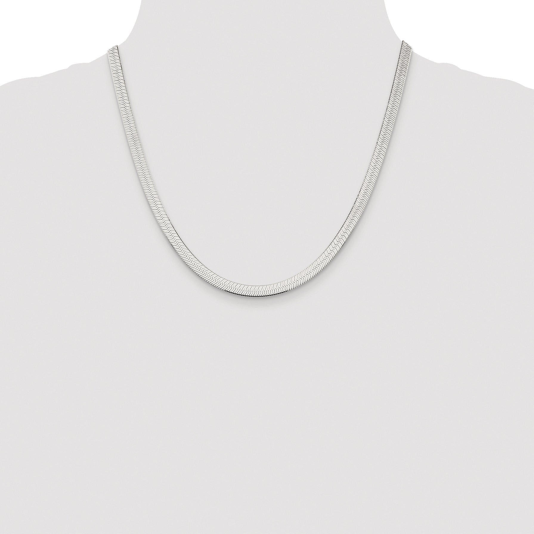 Sterling Silver Rhodium-plated 5.25mm Magic Herringbone Chain