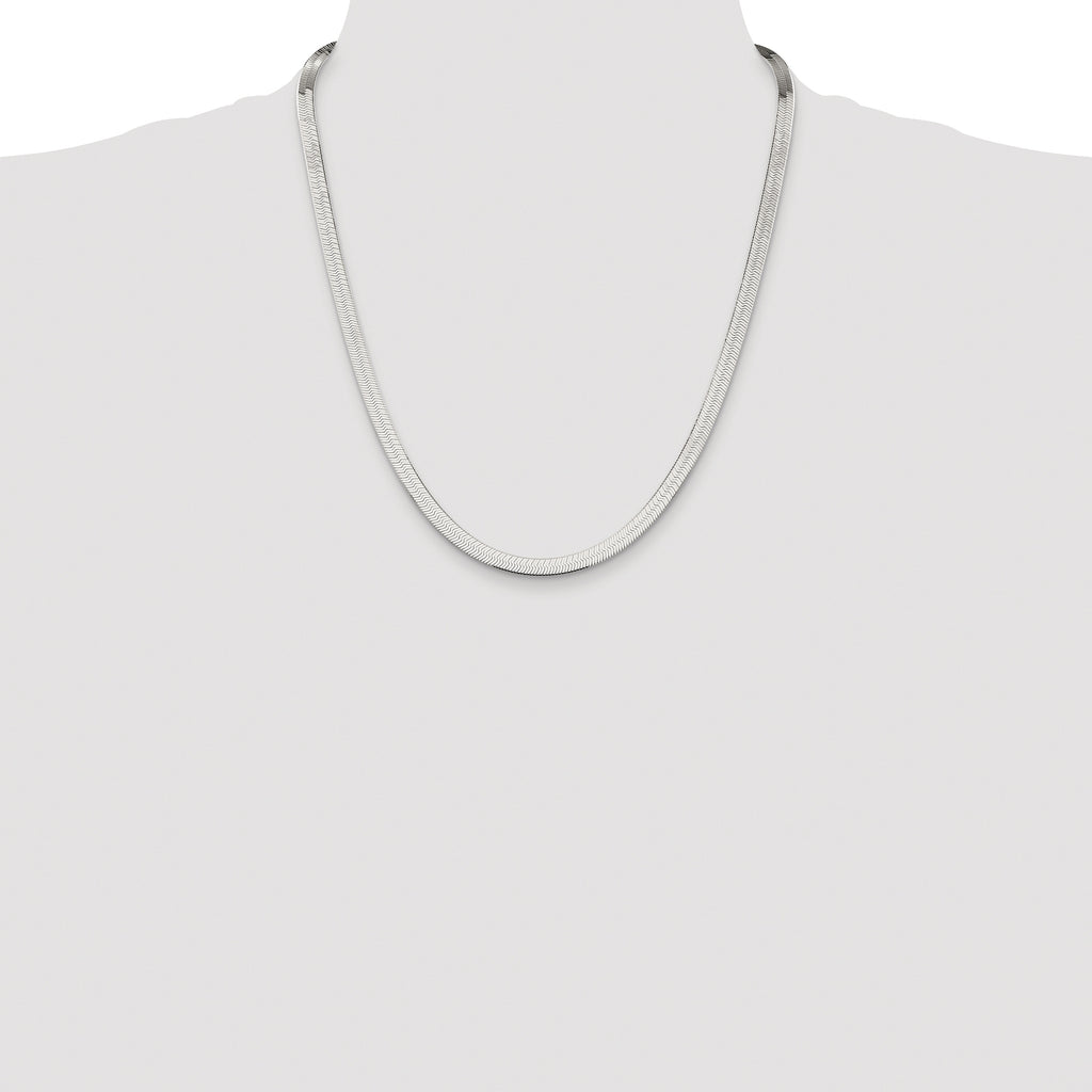 Sterling Silver Rhodium-plated 5.25mm Magic Herringbone Chain